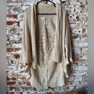 CAbi Tan Open Knit Cardigan
